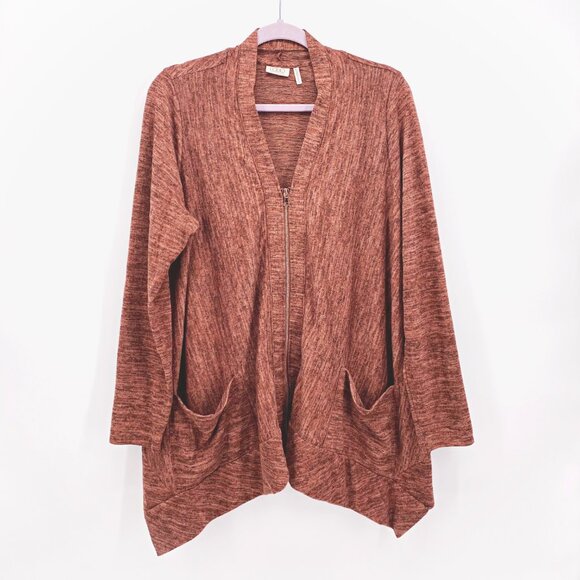 LOGO Zip Front Sharkbite Hem Cardigan - Picture 1 of 7